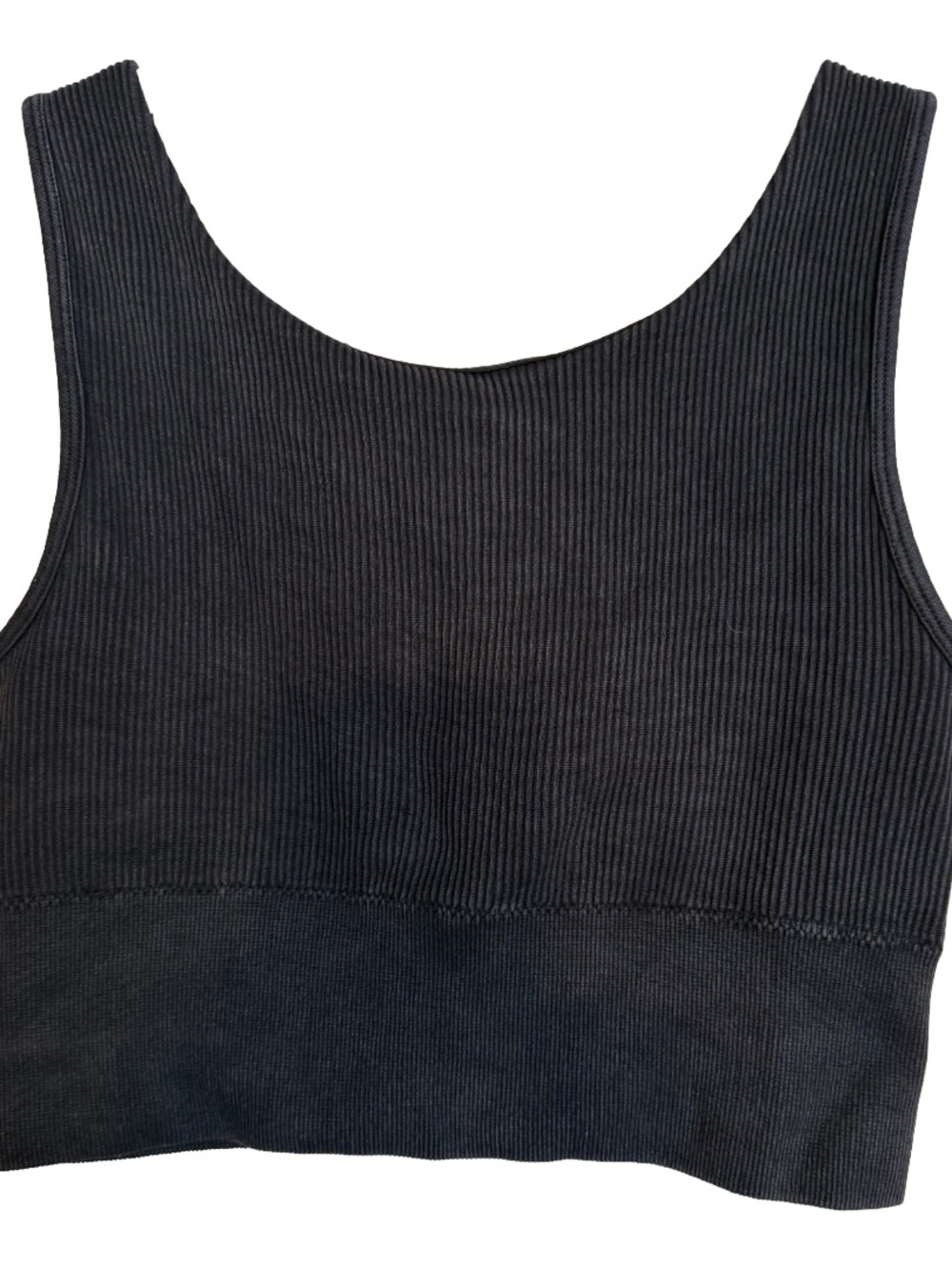 90 Degree by Reflex seamless ribbed longline sports bra / crop tank charcoal